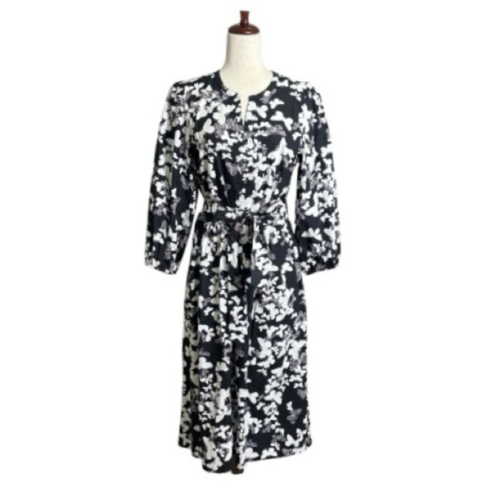 NWT Talbots Black and White Butterfly Dress Size 12 CC0541
